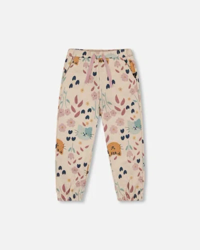 Deux Par Deux Glittering French Terry Sweatpant Cat In Neutral
