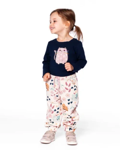 Deux Par Deux Glittering French Terry Sweatpant Cat In Neutral