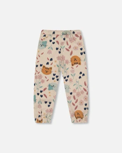 Deux Par Deux Glittering French Terry Sweatpant Cat In Neutral