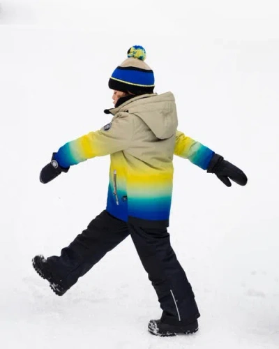 Deux Par Deux Two-piece Play Snowsuit With Gradient Jacket In Black