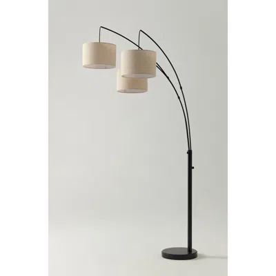 Brightech Trilage 84" Adjustable Tall Led Floor Lamp With 3 Fabric Drum Shades, Bulbs Included In Black