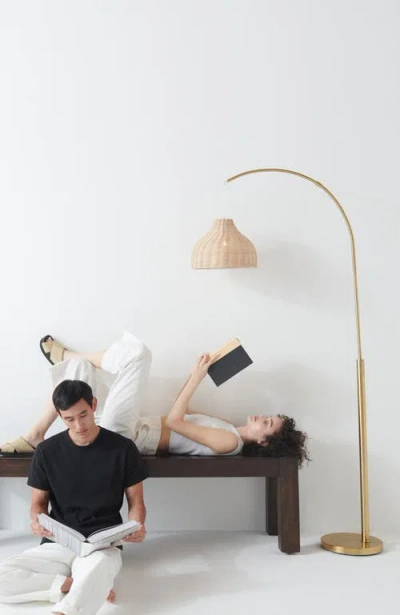 Brightech Lark 75" Boho Wicker Led Floor Lamp With Rattan Empire Shade, Bulb Included In Neutral