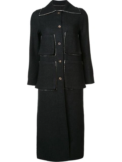Song For The Mute Striped Coat - Black