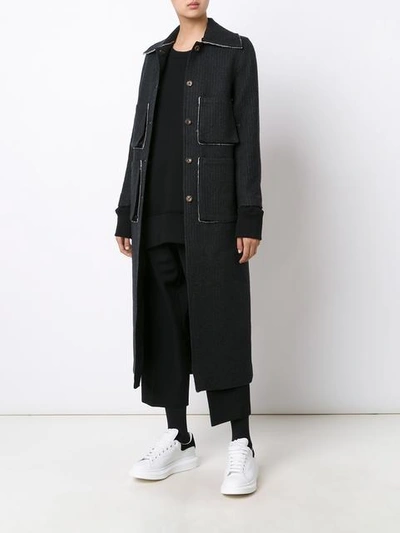 Shop Song For The Mute Striped Coat - Black
