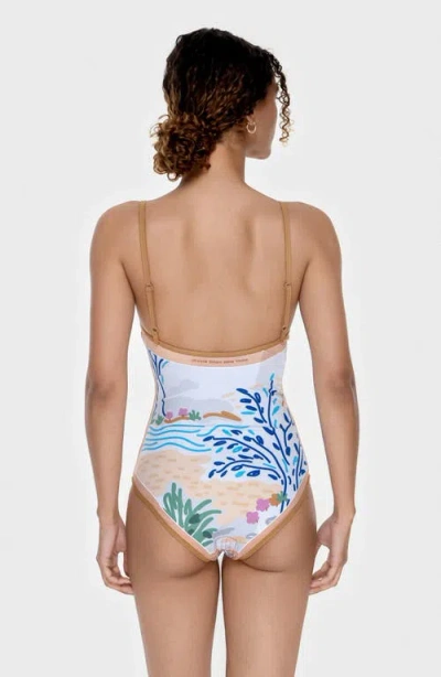 Jessie Zhao New York Pink Garden Reversible V-neck One-piece Swimsuit