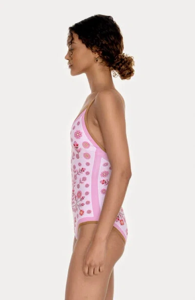 Jessie Zhao New York Pink Garden Reversible V-neck One-piece Swimsuit