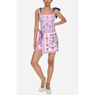 Jessie Zhao New York Swim Cover Up Skirt-pink Garden In Multi
