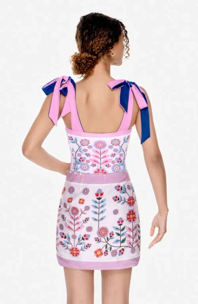 Jessie Zhao New York Swim Cover Up Skirt-pink Garden In Multi