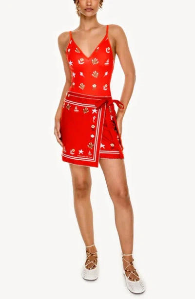 Jessie Zhao New York Swim Cover Up Skirt-red Coral