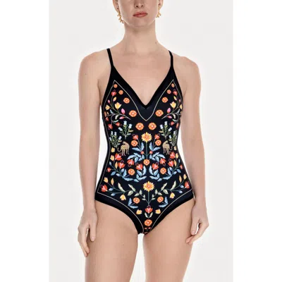 Jessie Zhao New York Night Imagination Reversible V-neck One-piece Swimsuit In Multi