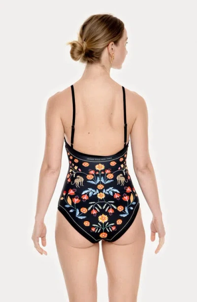 Jessie Zhao New York Night Imagination Reversible V-neck One-piece Swimsuit In Multi