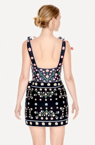 Jessie Zhao New York Swim Cover Up Skirt-night Garden In Black