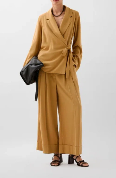 Scalpers Tencel Belt Blazer In Brown