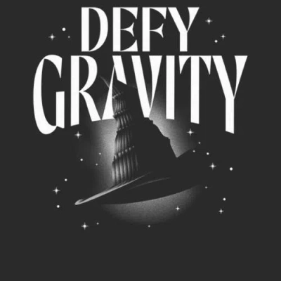 Wicked Defy Gravity Witch Hat Graphic T-shirt In Gray