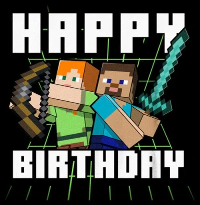 Minecraft Boy's  Happy Birthday Steve And Alex  Graphic T-shirt In Black