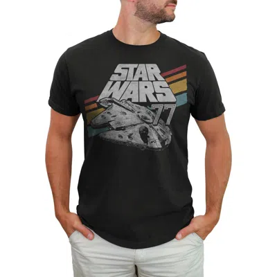 Star Wars Retro 77 Millennium Falcon Stripes  Graphic T-shirt In Black