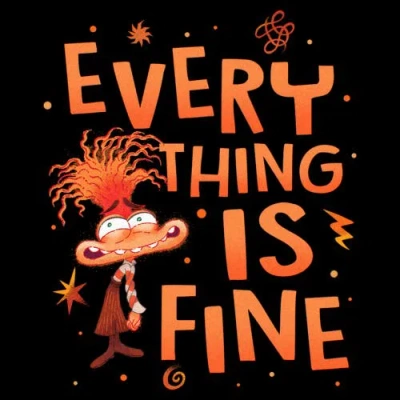 Inside Out 2 Anxiety Everything Is Fine  Graphic T-shirt In Black