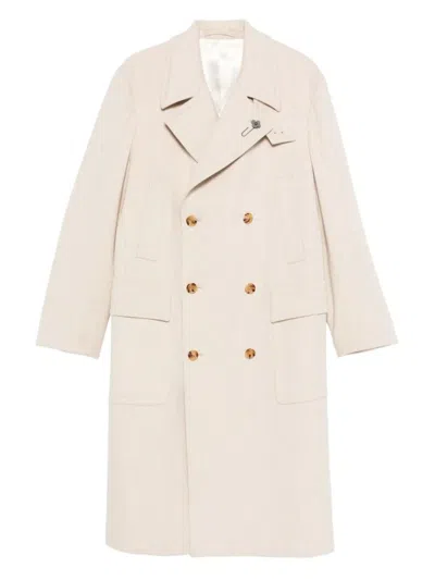 Lardini Double-breasted Wool Coat In Neutral
