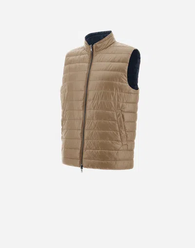 Herno Reversible Two-tone Waistcoat In Nylon Ultralight In Neutral