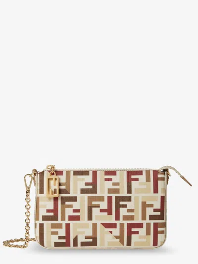 Fendi Pouch With Chain In Multicolor Ff Fabric In Multi