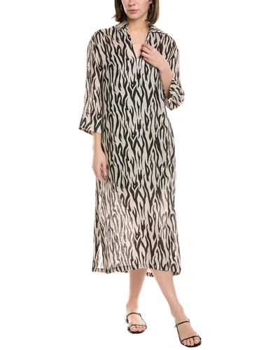 Mirto 1956 Linen Midi Dress In Black