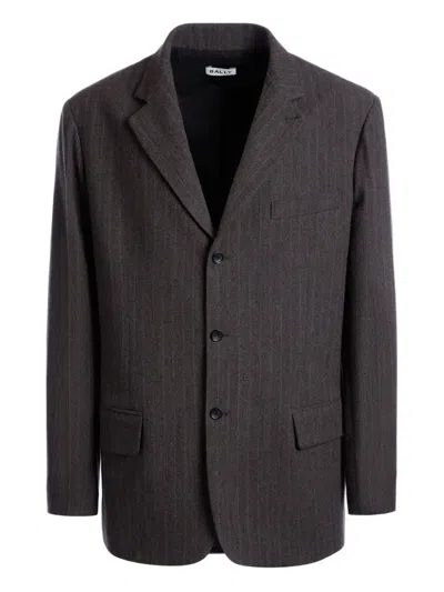 Bally Pinstripe Notch-lapel Blazer In Gray