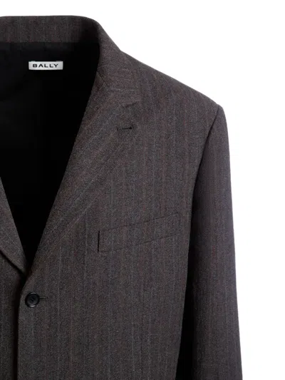 Bally Pinstripe Notch-lapel Blazer In Gray
