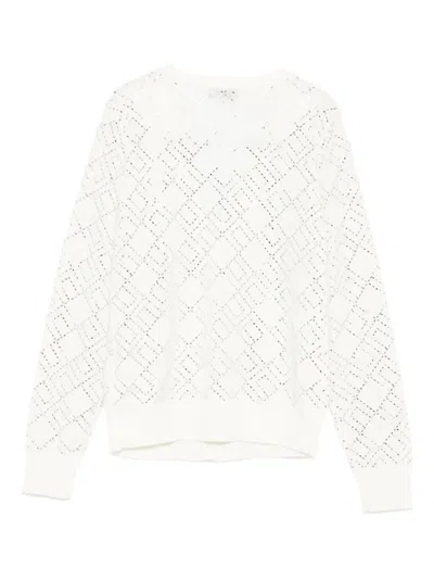 Elisabetta Franchi Geometric-pattern Cardigan In White