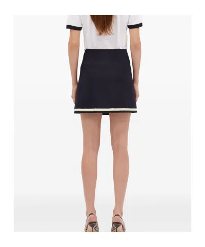 Msgm Wool Skirt With Button Detailing And Contrast Trim In Blue