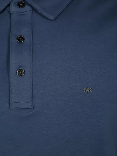 Michael Kors Collared Shirt With Short Sleeves In Blue