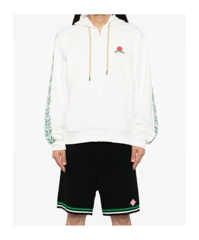 Casablanca Montagne Zip-up Hooded Sweatshirt In White