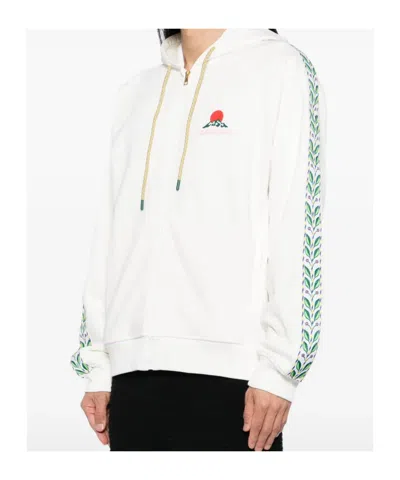 Casablanca Montagne Zip-up Hooded Sweatshirt In White