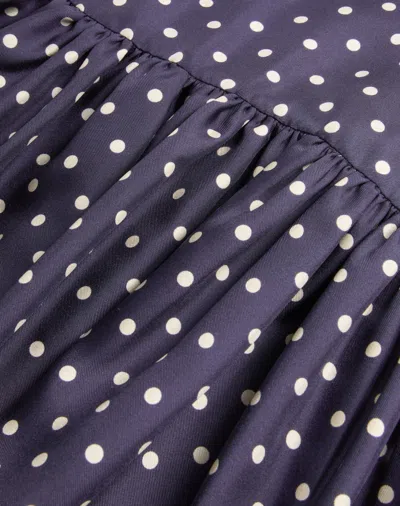 Valentino Womens Navy Betulla Polka Dot Ruffle Silk Midi Skirt In Blue