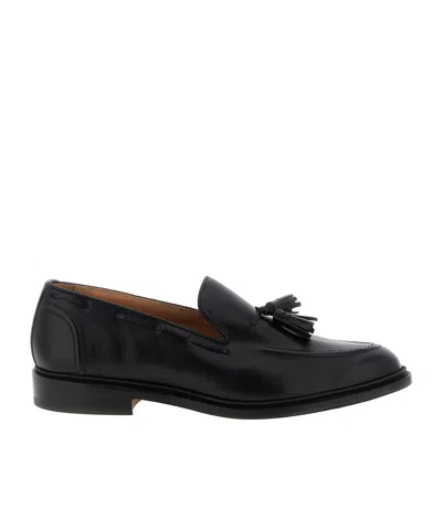 Tricker's Black Calf Leather Moccasin With Decorative Tassel