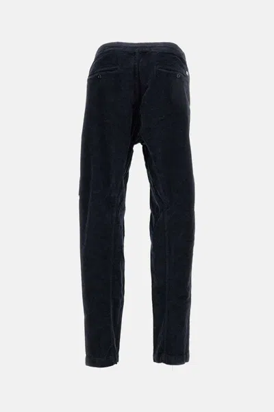 C.p. Company Black Linen And Cotton Blend Utility Trousers In Black