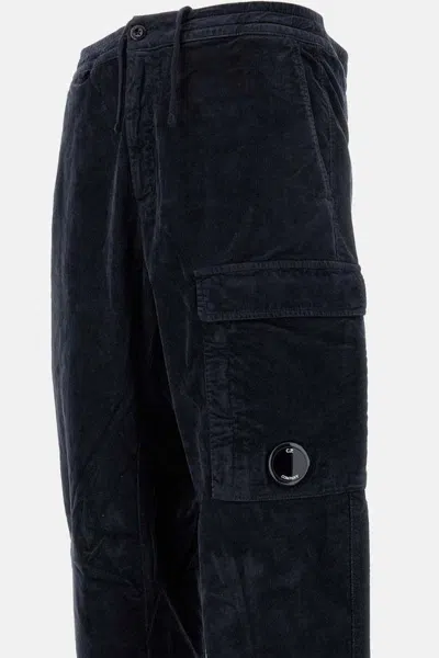 C.p. Company Black Linen And Cotton Blend Utility Trousers In Black