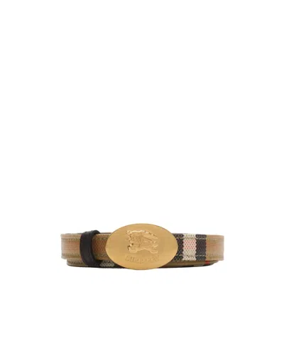 Burberry Leather Ekd Stamp Reversible Belt In Multi