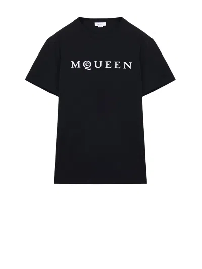Alexander Mcqueen Logo Lettering Crewneck T-shirt In Black