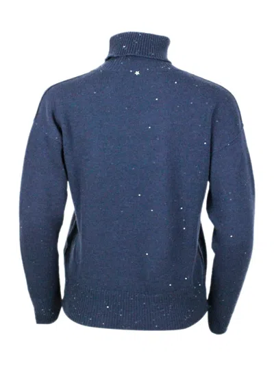 Lorena Antoniazzi Sequin-embellished Turtleneck Sweater In Blue