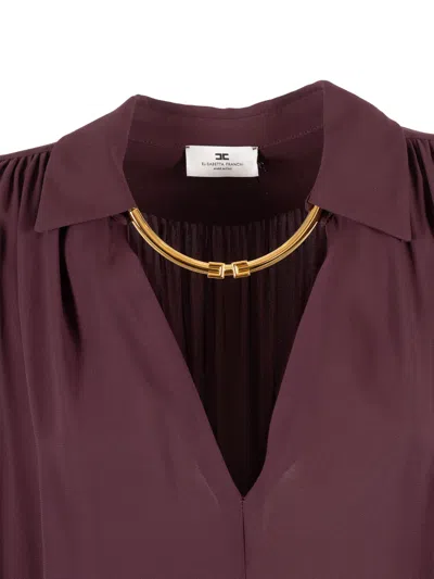 Elisabetta Franchi Merlot Blouse With Jewel In Burgundy