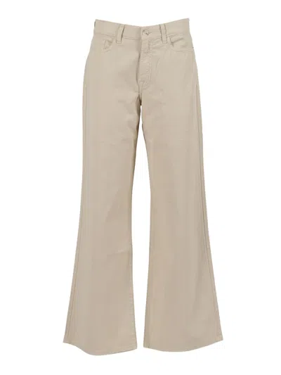 7 For All Mankind Flared Twill Jeans With Classic Five-pocket Design In Neutral