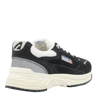 Autry Black Suede And Mesh Sneakers With Cream Cushioned Sole In Black