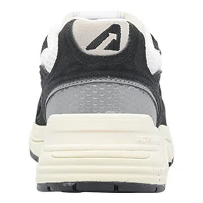 Autry Black Suede And Mesh Sneakers With Cream Cushioned Sole In Black