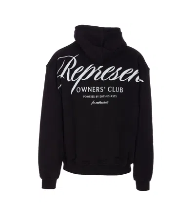 Represent Hooded Sweatshirt Oversized Front Pocket In Black