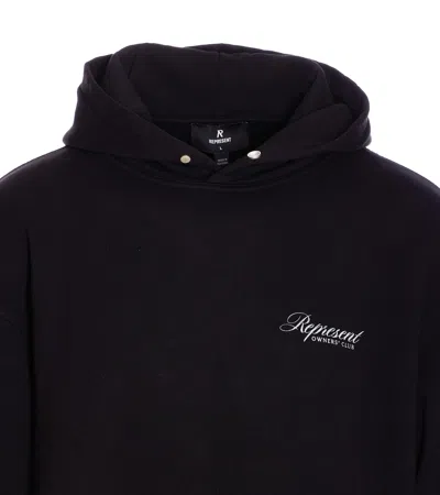 Represent Hooded Sweatshirt Oversized Front Pocket In Black