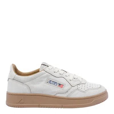Autry Low Top Leather Sneakers With Perforated Round Toe In White