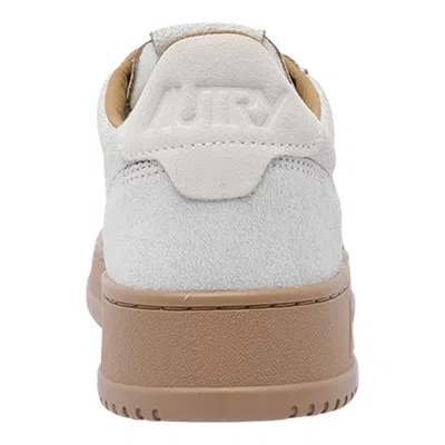 Autry Low Top Leather Sneakers With Perforated Round Toe In White