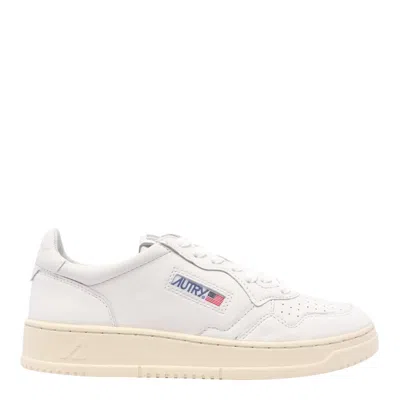 Autry Smooth Leather Low-top Sneakers With Perforated Detailing In White
