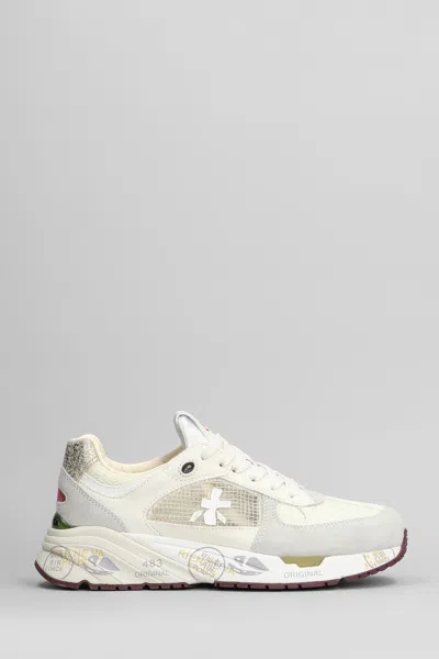 Premiata White Mased Sneakers In Sand