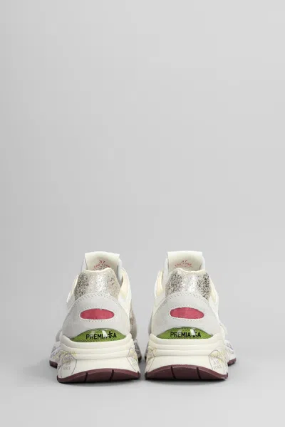 Premiata White Mased Sneakers In Sand